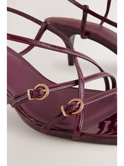 Burgundy Red Forever Comfort® Multi Buckle Strappy Kitten Heels - Image 4 of 15