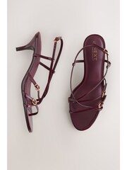 Burgundy Red Forever Comfort® Multi Buckle Strappy Kitten Heels - Image 5 of 15