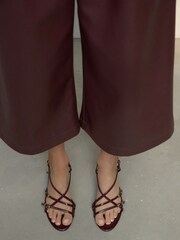 Burgundy Red Forever Comfort® Multi Buckle Strappy Kitten Heels - Image 8 of 15