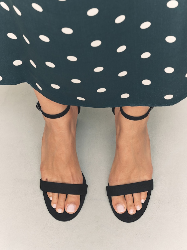 Black Standard/Wide Fit Forever Comfort® Block Heel Sandals - Image 2 of 10