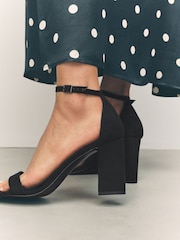 Black Standard/Wide Fit Forever Comfort® Block Heel Sandals - Image 4 of 10
