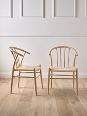 Jasper Conran London Set of 2 Natural Beige Bray Dining Chairs - Image 1 of 6