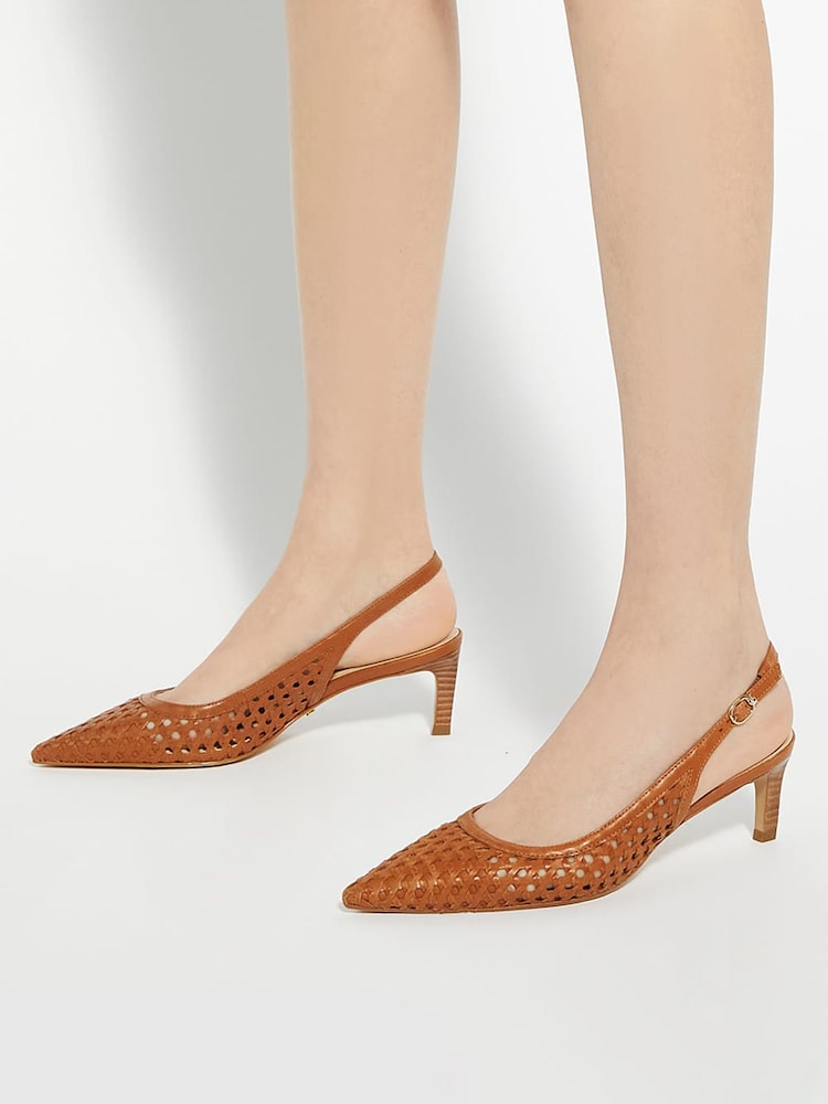 Braun - Dune London Divided Weave Kitten Slingback Shoes - Bild 1 von 6 Braun - Dune London Divided Weave Kitten Slingback Shoes - Bild 1 von 6