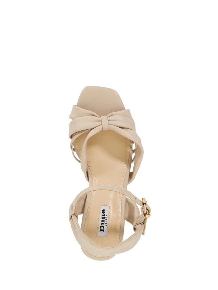 Dune London Cream Brown Kander Knotted Wedge Sandals - Image 4 of 6