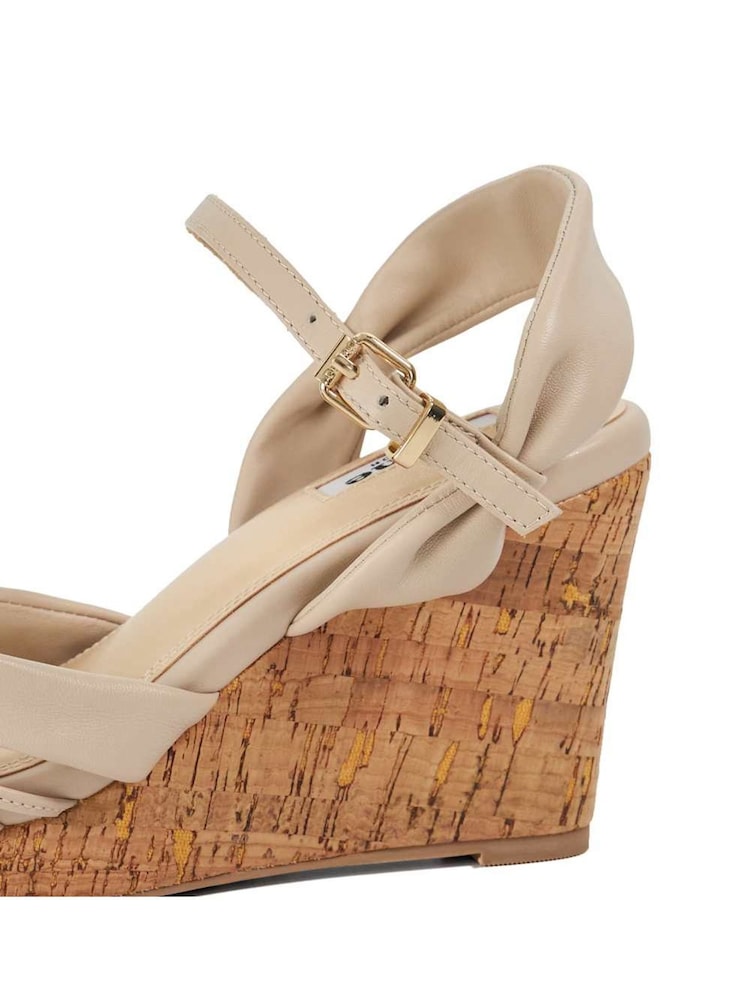 Dune London Cream Brown Kander Knotted Wedge Sandals - Image 5 of 6