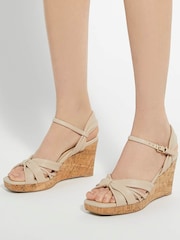 Dune London Cream Brown Kander Knotted Wedge Sandals - Image 6 of 6