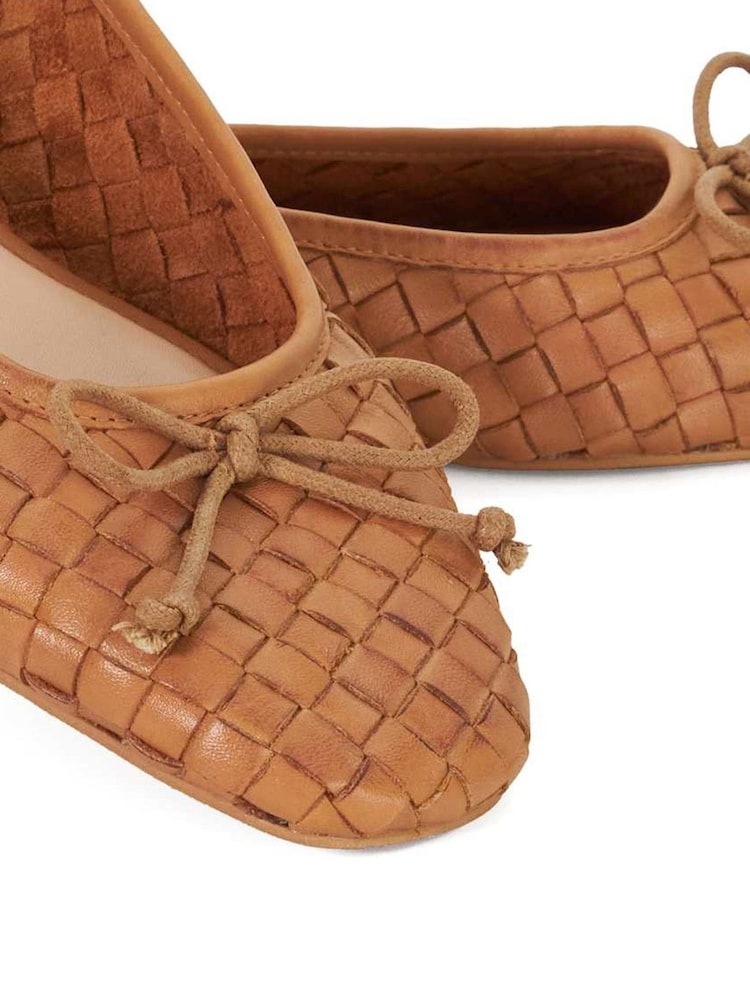 Dune London Tan Heat Woven Ballerina Shoes - Image 5 of 6