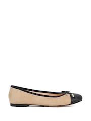 Dune London Tan Brown Standard Fit Highest Flexible Sole Contrast Leather Ballerina Flats - Image 1 of 6