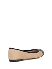 Dune London Tan Brown Standard Fit Highest Flexible Sole Contrast Leather Ballerina Flats - Image 3 of 6