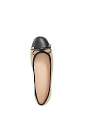 Dune London Tan Brown Standard Fit Highest Flexible Sole Contrast Leather Ballerina Flats - Image 4 of 6
