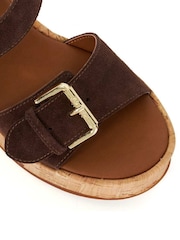 Dune London Brown Kamia Strap Buckle Wedge Heel Sandals - Image 6 of 6
