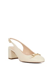 Кремовый - Dune London Dreaming Round Toe Branded Slingback Block Heels - Изображение 2 из 6