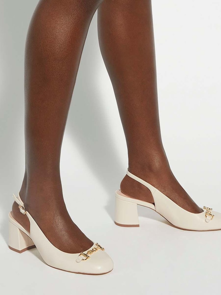 Кремовый - Dune London Dreaming Round Toe Branded Slingback Block Heels - Изображение 6 из 6