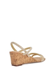 Dune London Gold Kalia Embellished Low Cork Wedge Sandals - Image 3 of 6