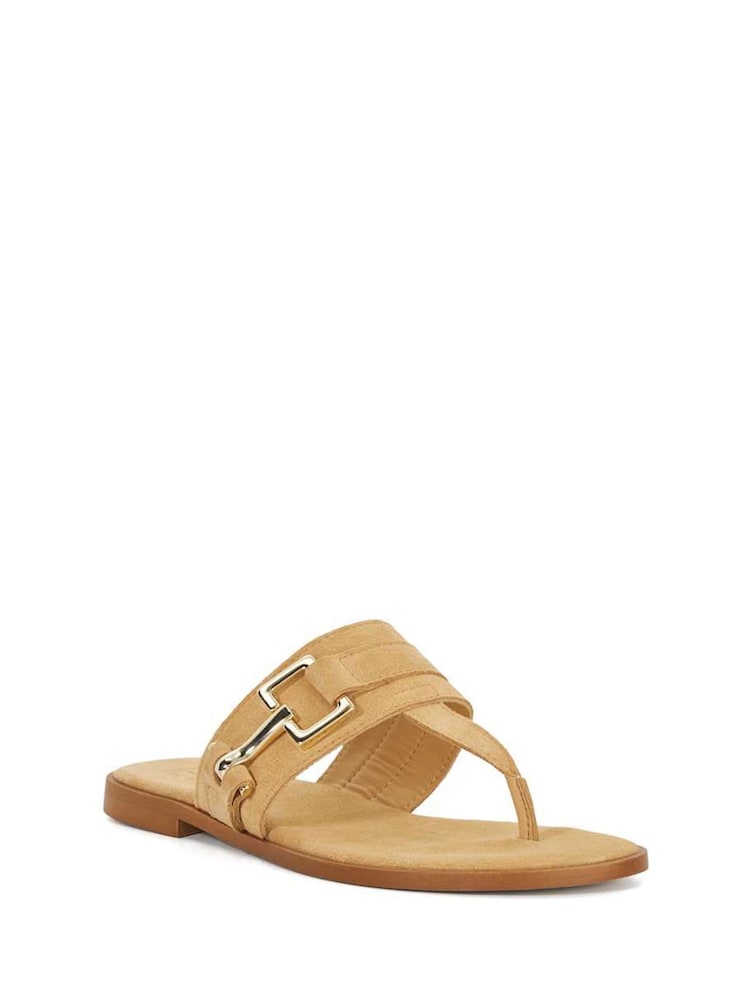 Dune London Cream Lotica Suede Toe Post Flat Sandals - Image 2 of 6