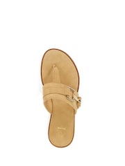 Dune London Cream Lotica Suede Toe Post Flat Sandals - Image 4 of 6