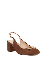 Коричневый - Dune London Dreaming Round Toe Branded Slingback Block Heels - Изображение 2 из 6