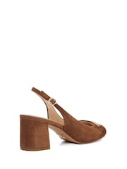 Коричневый - Dune London Dreaming Round Toe Branded Slingback Block Heels - Изображение 3 из 6