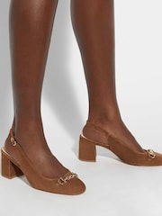 Коричневый - Dune London Dreaming Round Toe Branded Slingback Block Heels - Изображение 6 из 6