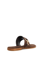 Marrón - Sandalias planas de ante con puntera Lotica de Dune London - Imagen 4 de 6