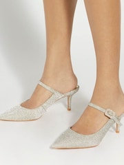 Dune London Gold Chronicles Buckle Open Stiletto Heels - Image 1 of 6
