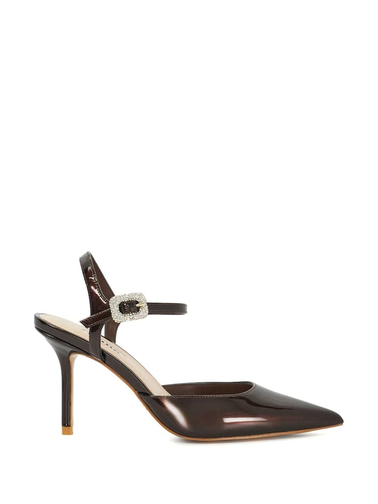 Castanho - Dune London Channel Y Back Open Court Heels - Imagem 2 de 6