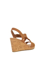 Dune London Brown Chrome Regular Fit Kamies Cross Strap Wedge Sandals - Image 4 of 6