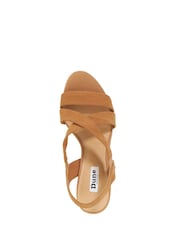 Dune London Brown Chrome Regular Fit Kamies Cross Strap Wedge Sandals - Image 5 of 6