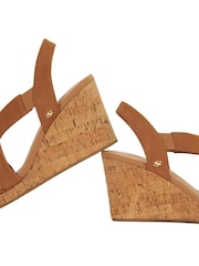 Dune London Brown Chrome Regular Fit Kamies Cross Strap Wedge Sandals - Image 6 of 6