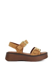 Dune London Cream Black Luno Buckle Flatform Sandals - Image 2 of 6
