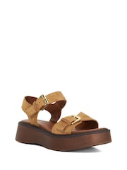 Dune London Cream Black Luno Buckle Flatform Sandals - Image 3 of 6