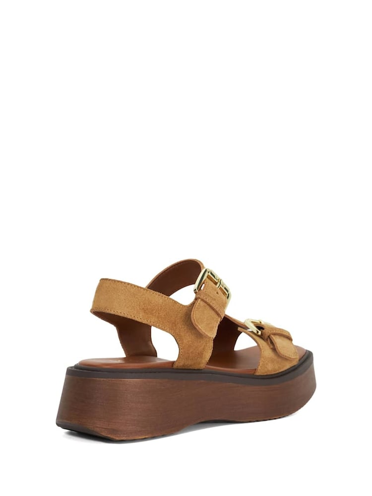 Dune London Cream Black Luno Buckle Flatform Sandals - Image 4 of 6
