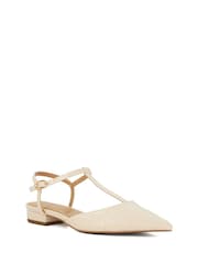 Dune London Cream Harler T-Bar Point Flat Shoes - Image 3 of 6