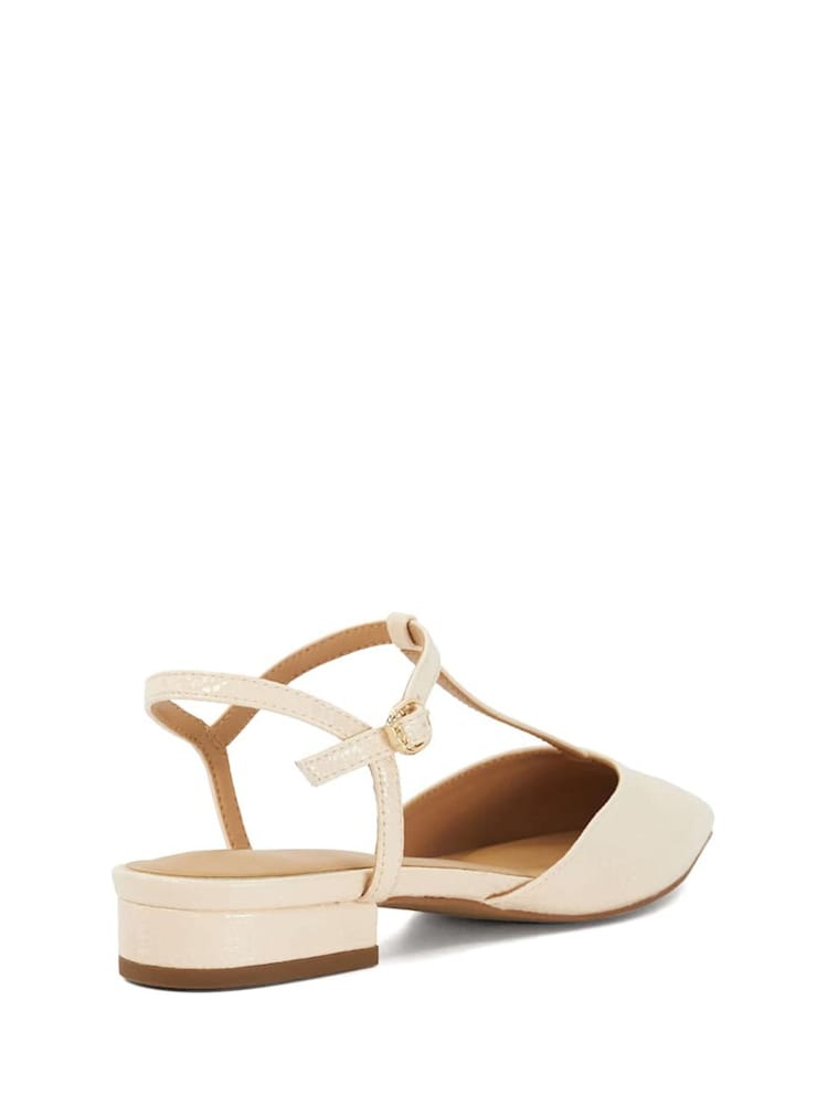 Dune London Cream Harler T-Bar Point Flat Shoes - Image 4 of 6