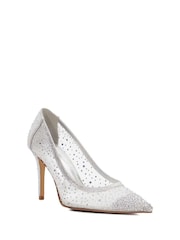 Dune London Silver Standard Fit Brightest Embellished Hotfix Court Heels - Image 3 of 6