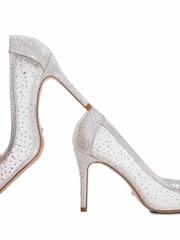 Dune London Silver Standard Fit Brightest Embellished Hotfix Court Heels - Image 6 of 6
