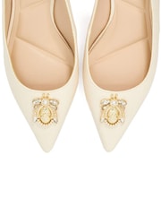 Dune London Cream Contact Branded Block Slingback Court Heels - Image 6 of 6
