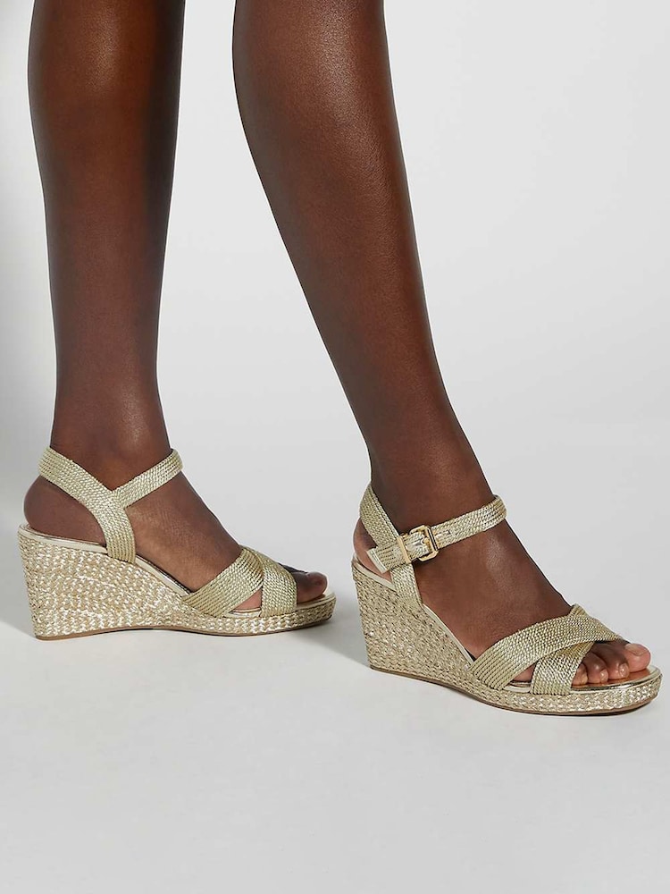 Dune London Gold/Red Lope Cross Over Strap Sandals - Image 1 of 6