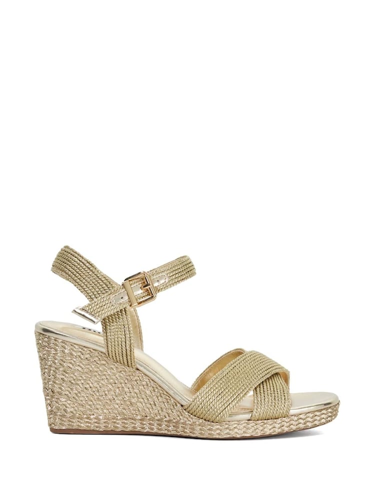 Dune London Gold/Red Lope Cross Over Strap Sandals - Image 2 of 6