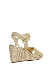 Dune London Gold/Red Lope Cross Over Strap Sandals - Image 4 of 6
