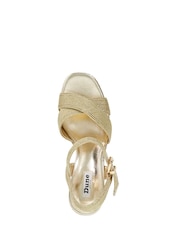 Dune London Gold/Red Lope Cross Over Strap Sandals - Image 5 of 6
