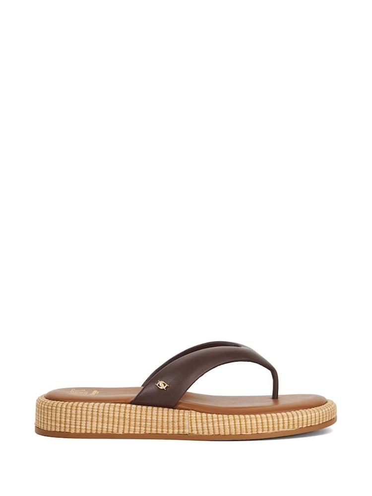 Dune London Brown Laike Thong Flat Wrapped Sandals - Image 1 of 5