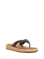 Dune London Brown Laike Thong Flat Wrapped Sandals - Image 2 of 5