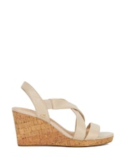 Dune London Cream Regular Fit Kamies Cross Strap Wedge Sandals - Image 2 of 6