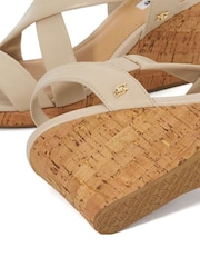 Dune London Cream Regular Fit Kamies Cross Strap Wedge Sandals - Image 6 of 6