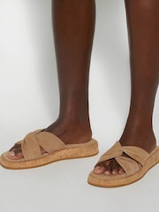 Dune London Cream Lita Cork Cross Strap Flat Sandals - Image 6 of 6