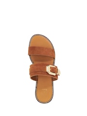 Dune London Brown Lawe Western Buckle Flat Sandals - Image 5 of 6