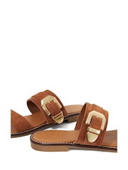 Dune London Brown Lawe Western Buckle Flat Sandals - Image 6 of 6