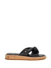 Dune London Black Lita Cork Cross Strap Flat Sandals - Image 1 of 6