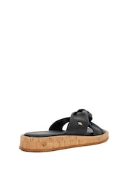 Dune London Black Lita Cork Cross Strap Flat Sandals - Image 3 of 6